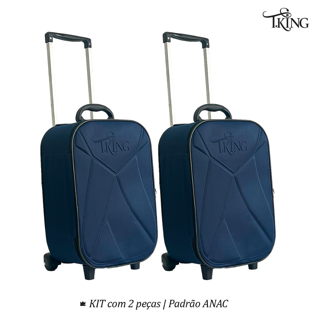 Mala Bordo Pequena Viagem KIT 10kg Padrão Resistente Promoção ANAC Rodinhas - T.King (2 peças)