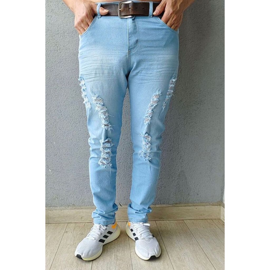 jeans rascada masculino