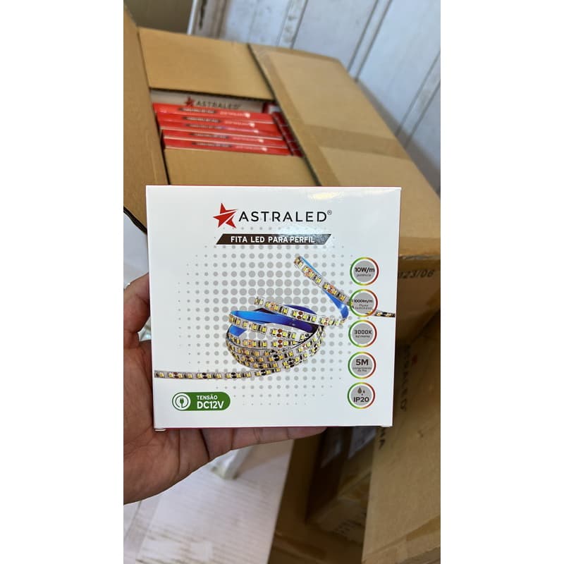 FITA LED 3528 12V P/ PERFIL - 5 METROS- 3000K- 1000LM 10W-M IP20