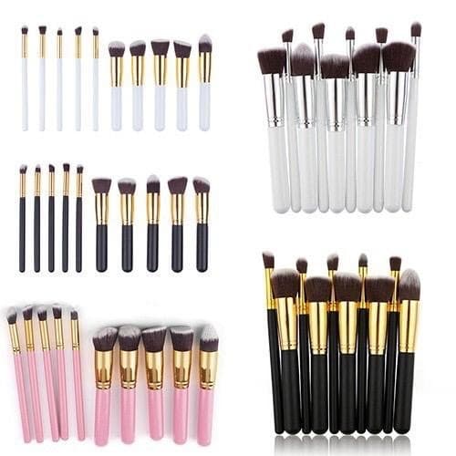 Kit 10 peças pincel kabuki precisão  Conjunto de Maquiagem para Sombra Delineador Lábios Pó Base