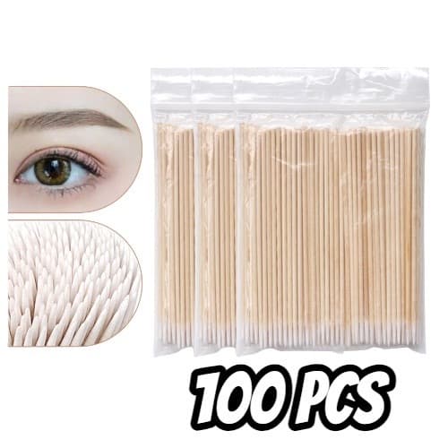 Kit 100 Palitos/Sobrancelhas De Micropigmentação De Henna De Limpeza De Algodão