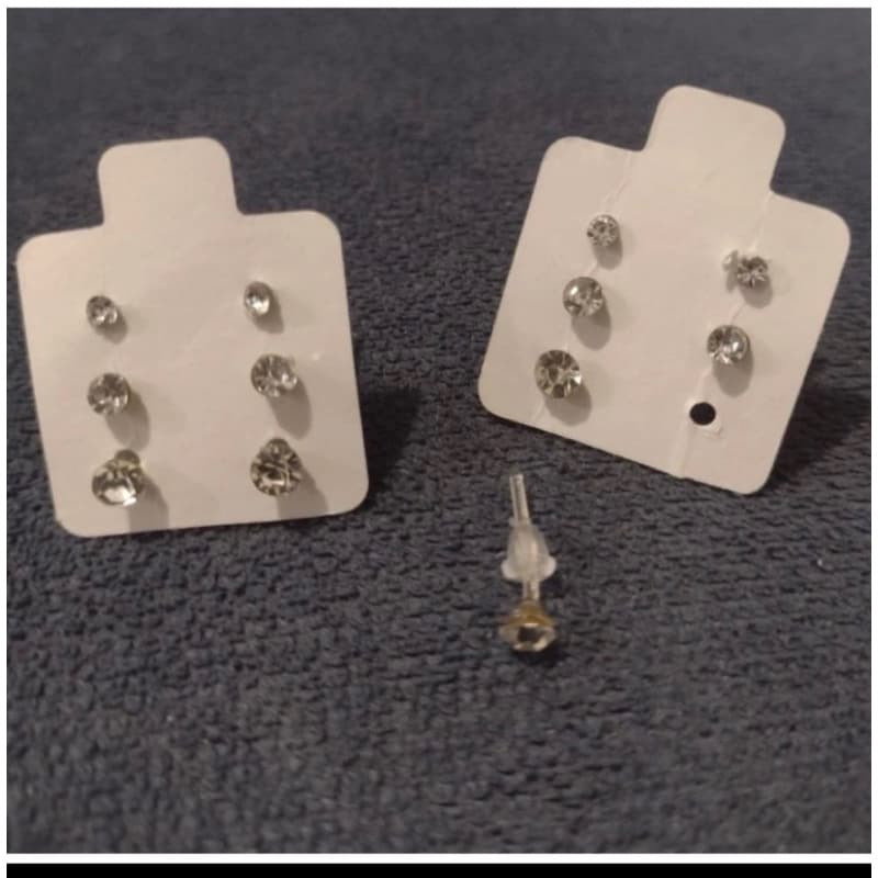 Kit de 3 pares de brinco cristal de silicone antialérgico