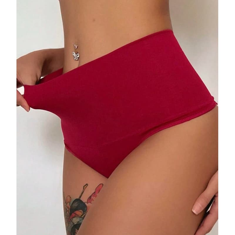 1 calcinha cinta modeladora fio dental de cintura cor aleatória