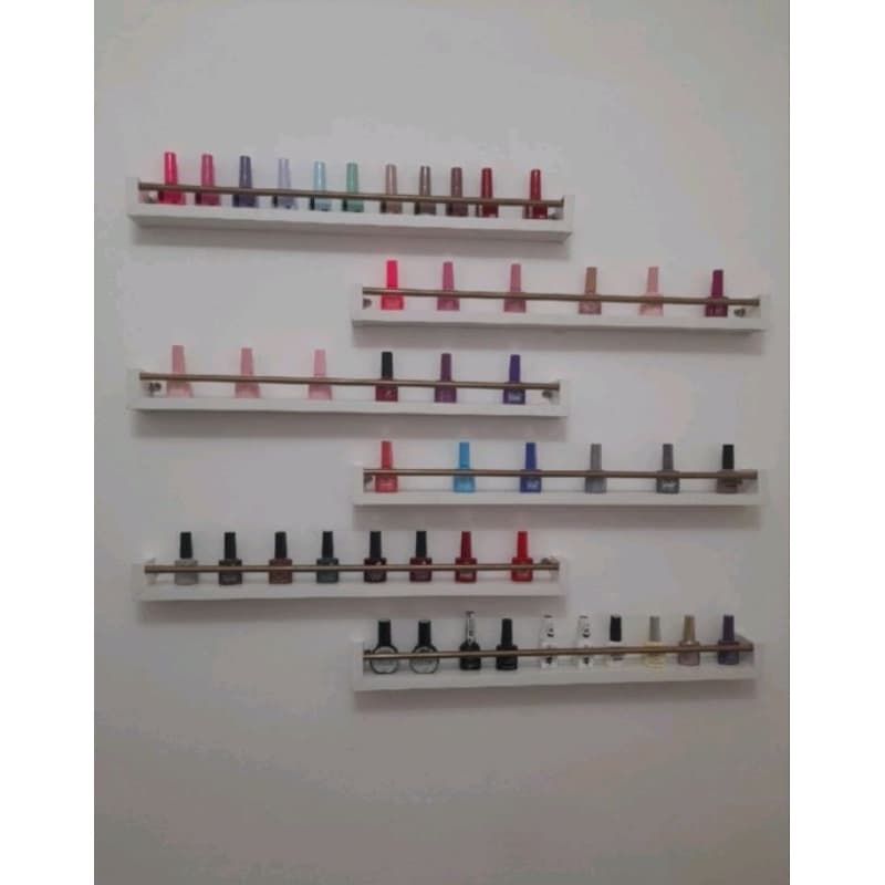 prateleira com barra de proteção para esmaltes kit com 10 unidades