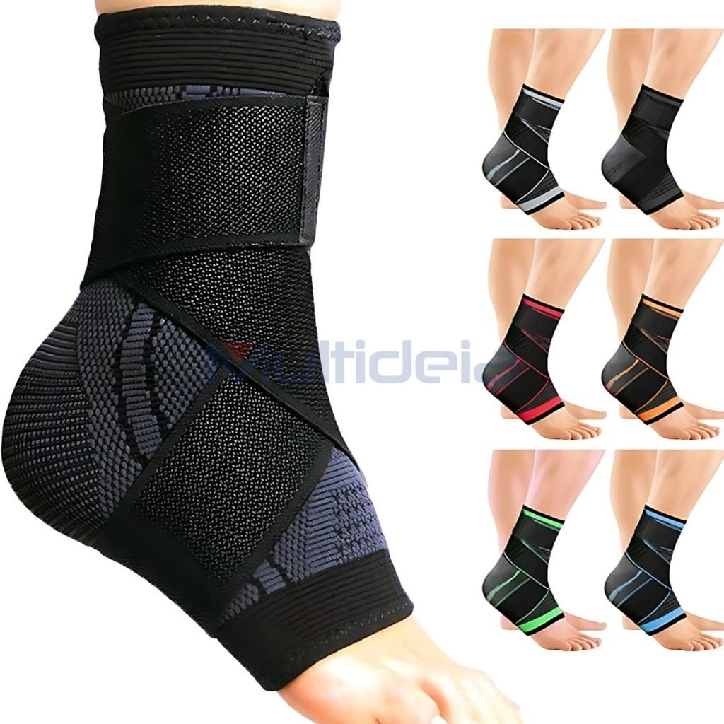 Kit 2 Tornozeleira Ortopedica Compressão Estabilizadora Elastica Esportes Futebol Cross Fit Basket Volei