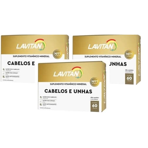 KIT  3UN LAVITAN CABELOS E UNHAS 60COMP CADA