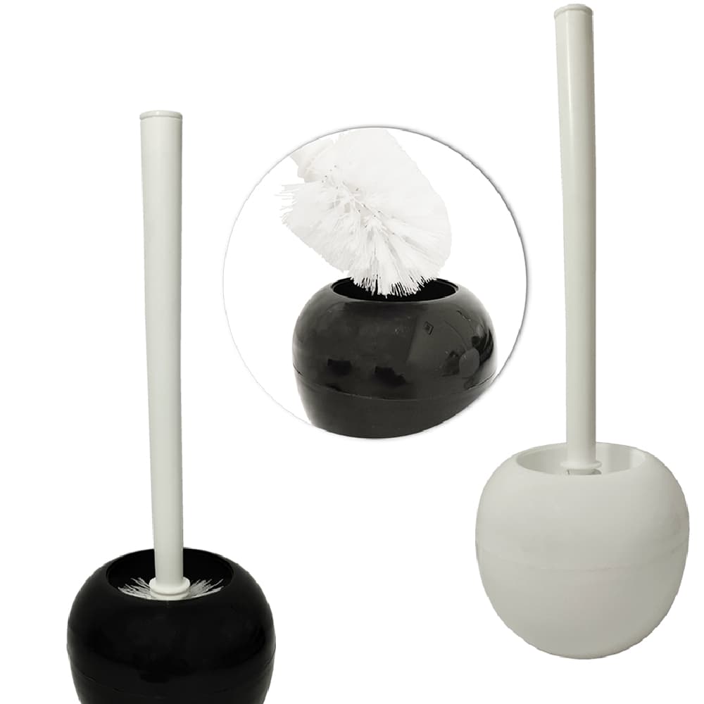 Escova Vassourinha Sanitária Com Suporte Branco e Preto Linha Luxo