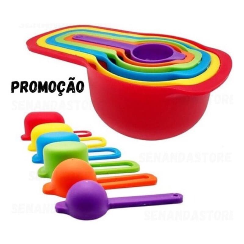 Lançamento - Conjunto Colher Xicaras Medidoras Kit Com 6 Peças Prático