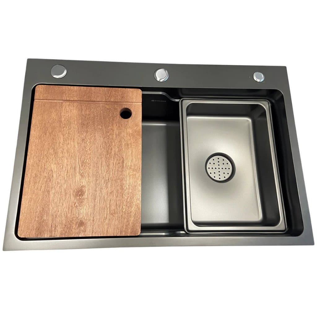 Cuba Cozinha Gourmet Aço Inox 201 Preto 68x46x22cm Acessórios e Tábua de Corte BR Cubas