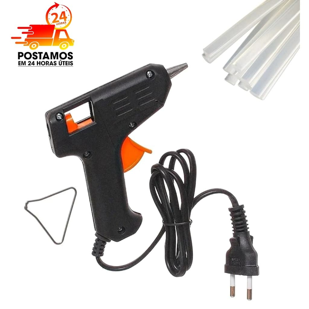 Kit Aplicador pistola_de cola quente pequena bivolt (110v e 220v) 20w bastões de cola - 8 bastões