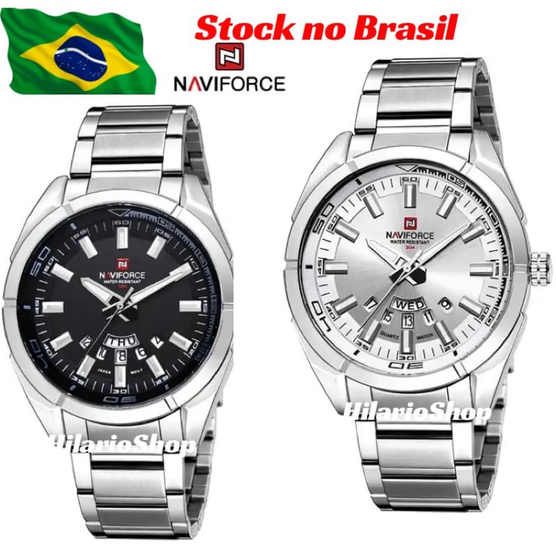 Naviforce clássico relógio casual para inoxidável esporte à prova d’agua relógios masculinos quartzo data display