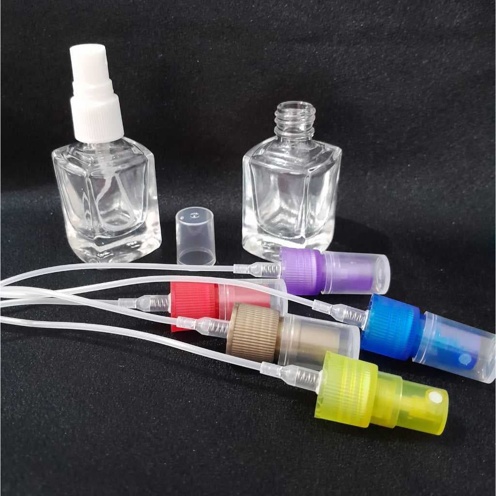 Kit 20 unid.  Frasco Vidro quadrado  10ml , porta perfume, óleo de unção, com tampa válvula  spray