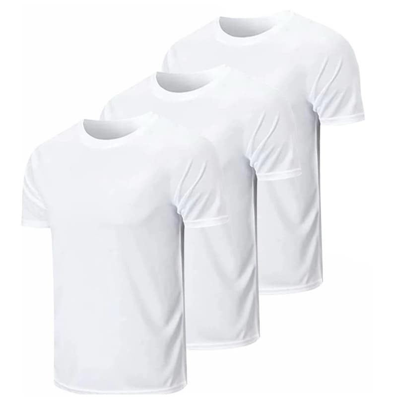 Kit 3 Camisetas Branca Masculina Poliéster Manga Curta Casual Treino Academia Trabalho