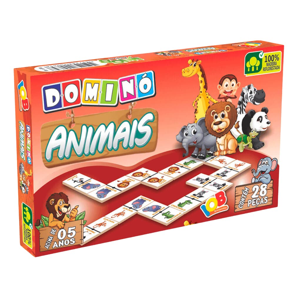 Dominó Animais - Brinquedo educativo - Jogo da memória - Brinquedo pedagógico - Infantil - 28 peças