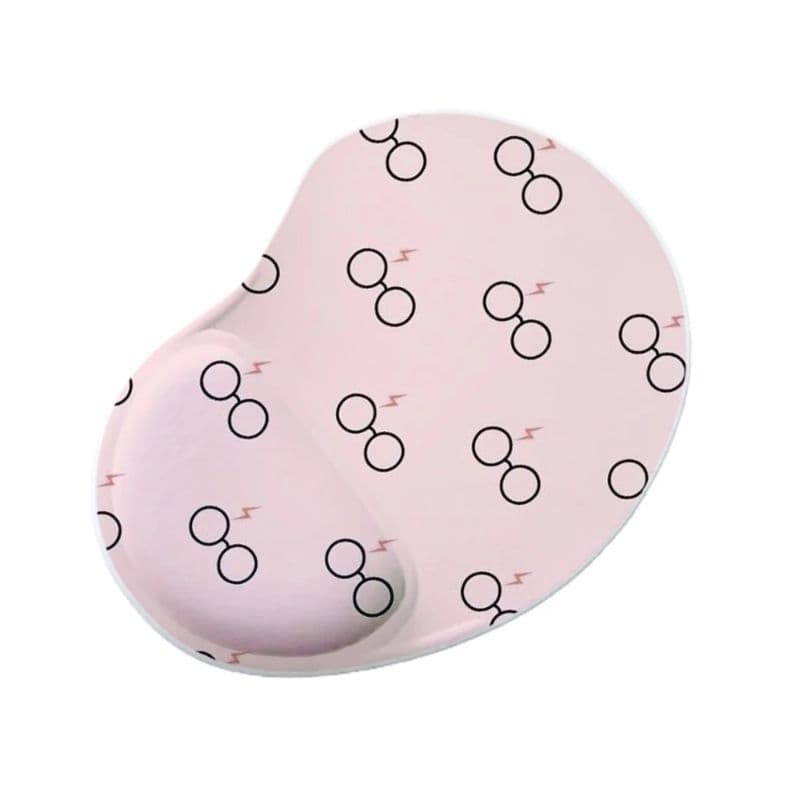 Mousepad com apoio - óculos Hary Poter fundo rosa