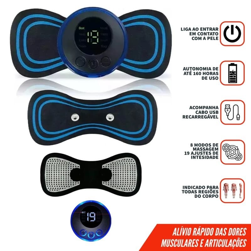 Mini Massageador Elétrico Portátil Cervical EMS Alivia Dores Corpo Pescoço