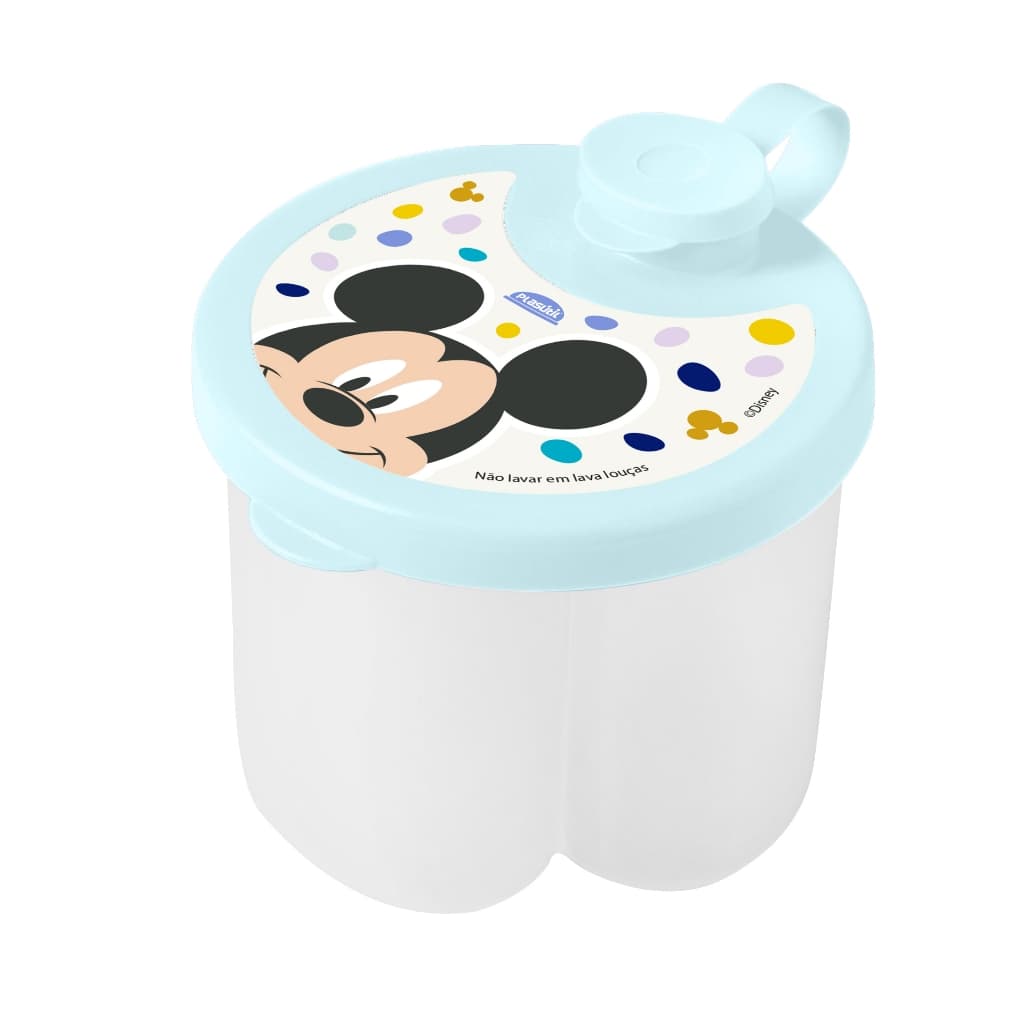 Pote Dosador de Leite em Pó 3 Compartimentos Tampa Mickey Baby
