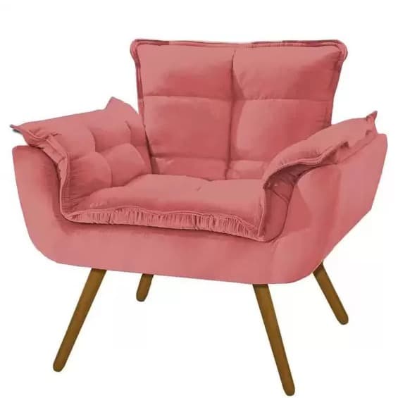 Poltrona Opala Decorativa Pé Palito Rose/Varias Cores