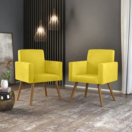 Kit 2 Poltronas Decorativa Nina Amarelo