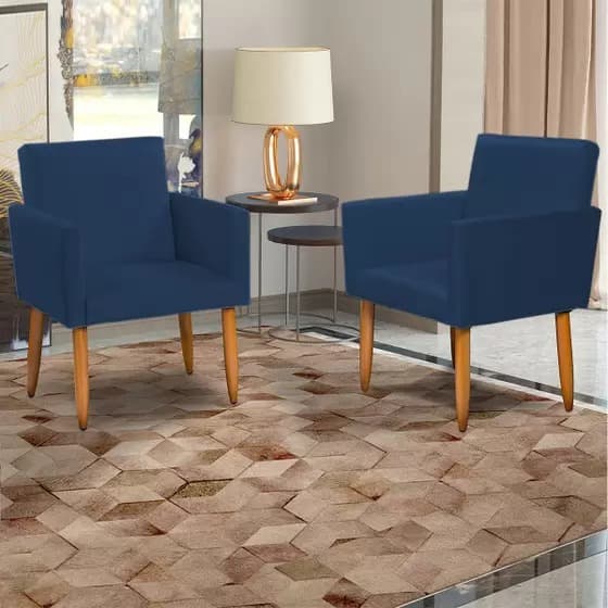 Kit 2 Poltronas Decorativa Nina Azul Marinho