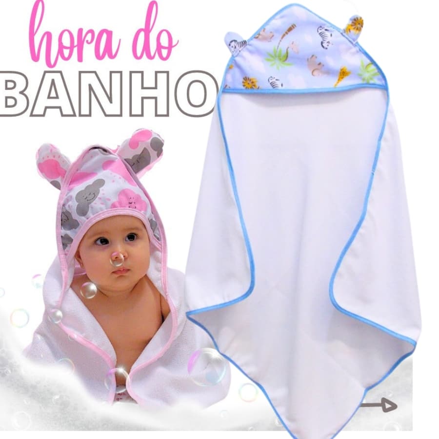 Toalha De Banho Infantil Chevron Safari Azul Bebe Com Orelhinha, Várias Cores, Para Melhor Conforto Do Seu Bebe