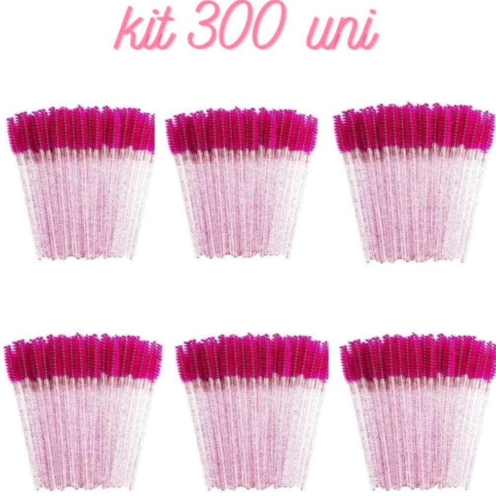 Kit 300 Escovinhas De Cílios Sobrancelha Glitter Extensão e Alongamento Descartável