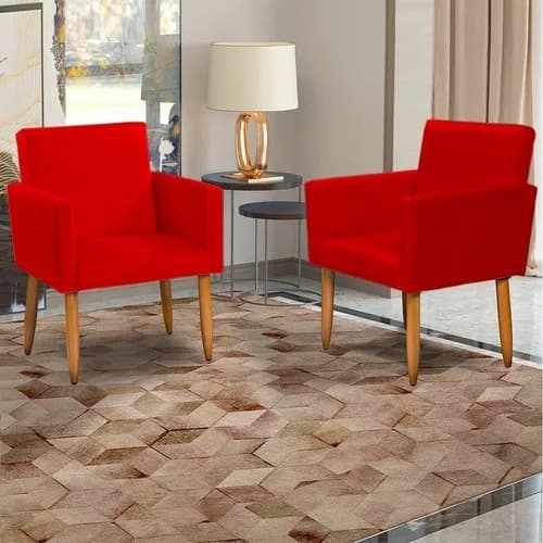 Kit 2 Poltronas Decorativa Nina Vermelho