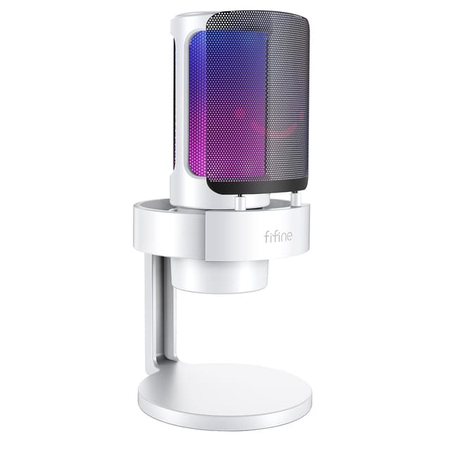 Fifine Ampligame A8 Branco Microfone Condensador RGB Tripé
