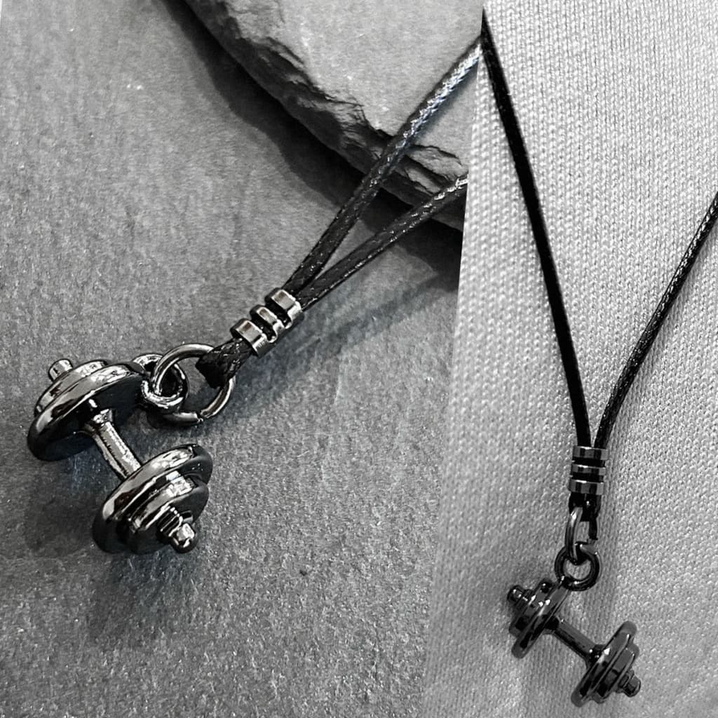 Colar Masculino Pingente Haltere Anilha Musculação Aço Inox Academia Crossfit Esporte
