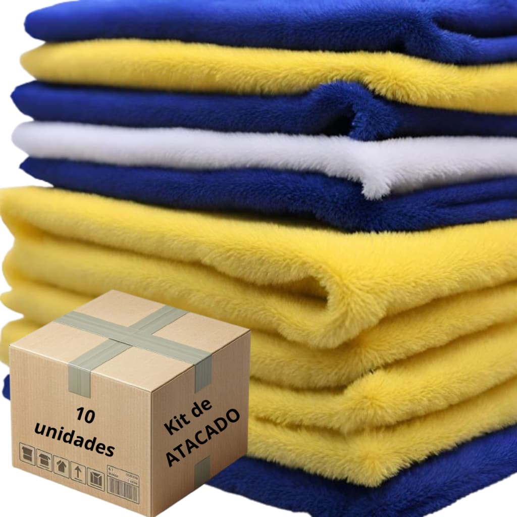 Kit C/ 10 Panos Microfibra 40x60 Uso Doméstico e Automotivo Kit Lava Rapido Lavação Estetica automotiva