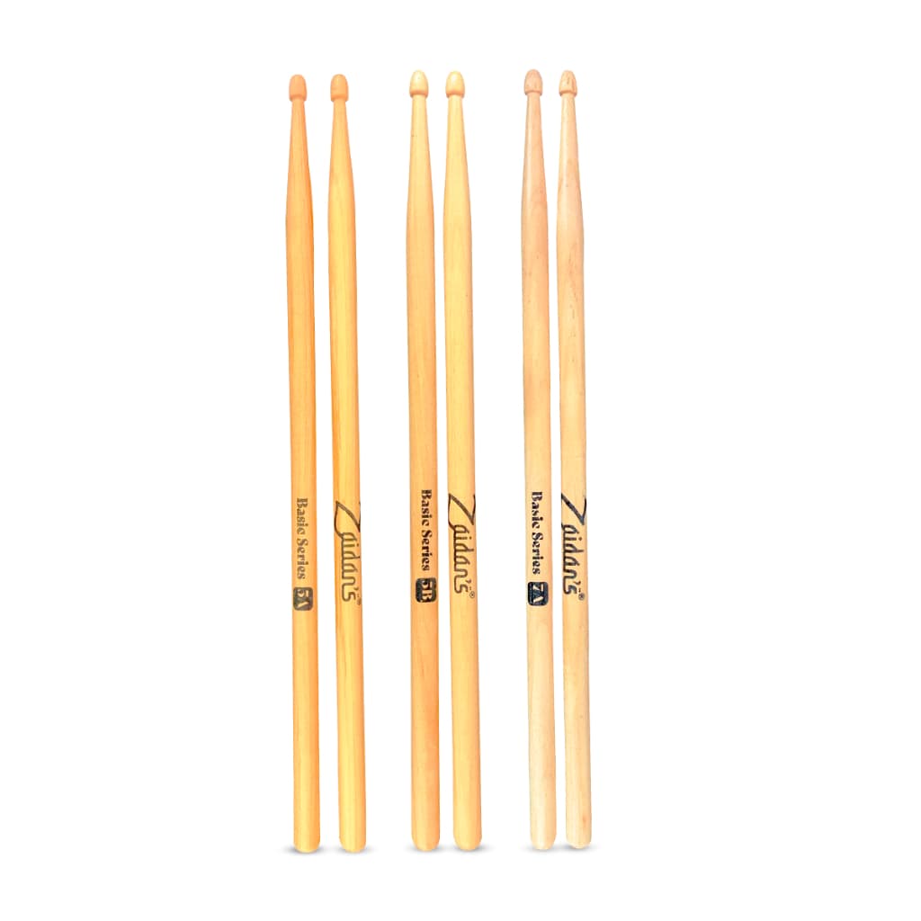 Kit 3 Pares de Baqueta 7a, 5a e 5b Ponta Madeira Basic Series Zaidan's