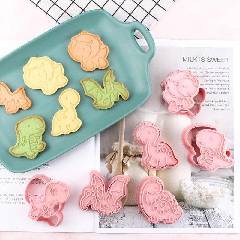 KIT Marcador Cortador de Massas Dinossauro Molde Biscuit Pasta Americana Artigo de Confeitaria