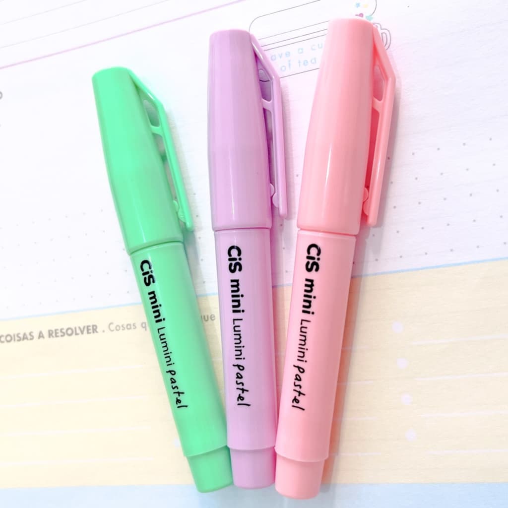 Mini marca-texto CIS Lumini Pastel (3 cores)