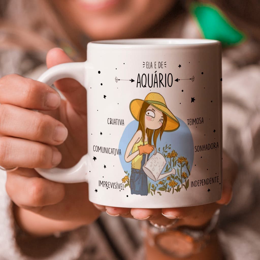 Caneca Personalizada Ela é de Signos do Zodíaco Todos os Signos Menina Mulher
