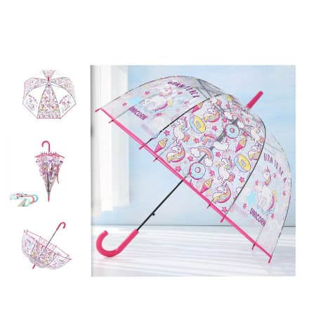 Guarda Chuva Infantil Transparente com Unicórnio Super Proteção