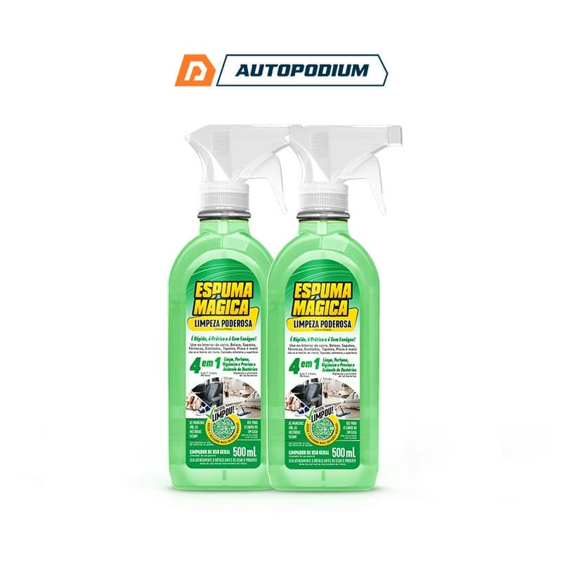 Kit 2 Espuma Mágica Gatilho 500ml Limpador uso Geral Limpeza a Seco Remove Manchas