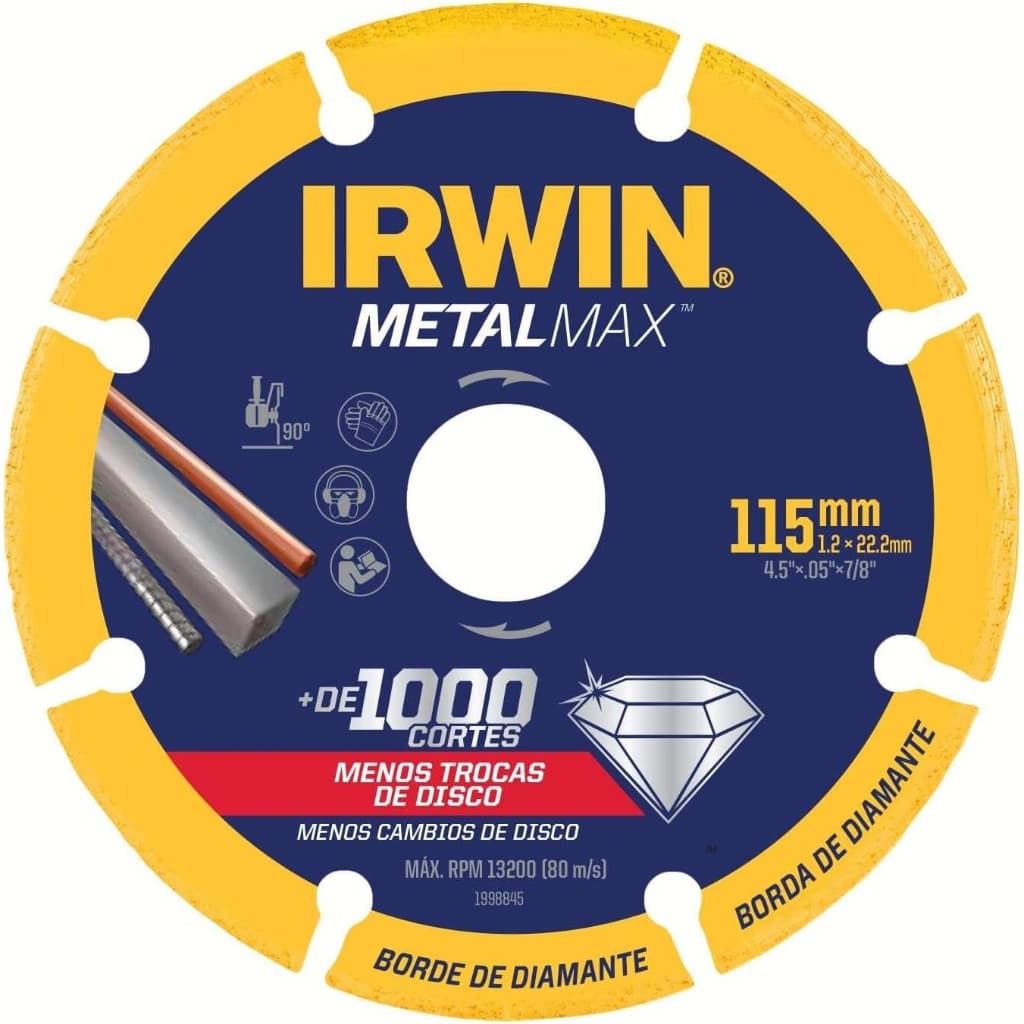 Disco De Corte Diamantado Profissional 4.5 Pol. x 7/8 Polegadas Metalmax 115mm x 23mm Irwin
