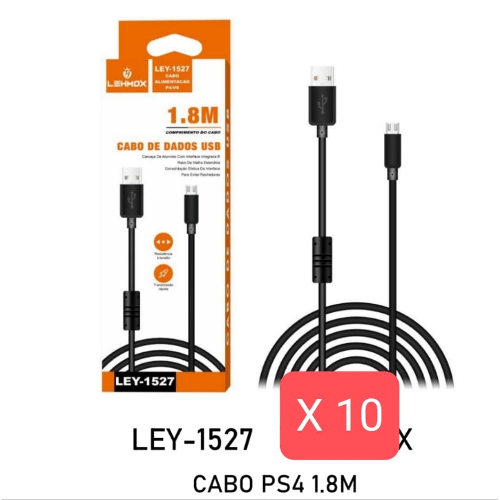 kit 10 cabo alimentacao ps4/v8 1.5m lehmox ley-1527