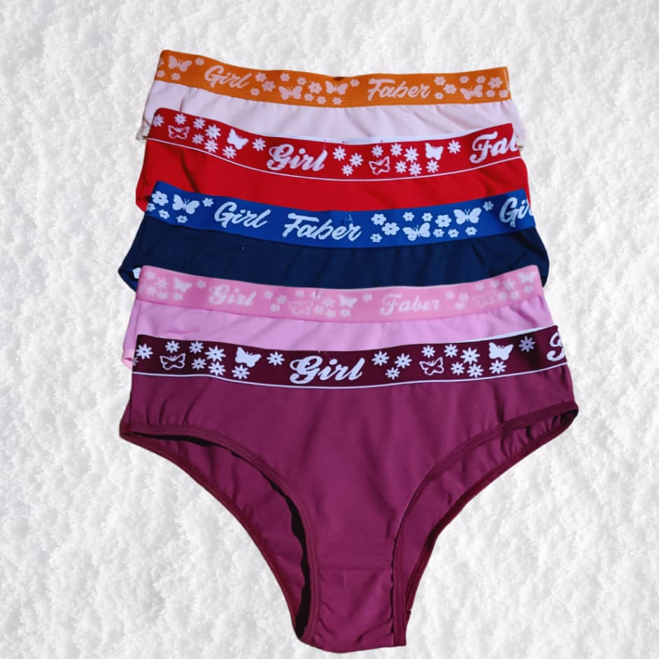 Kit 5 calcinha de algodão cotton tanga conforto cós largo feminina