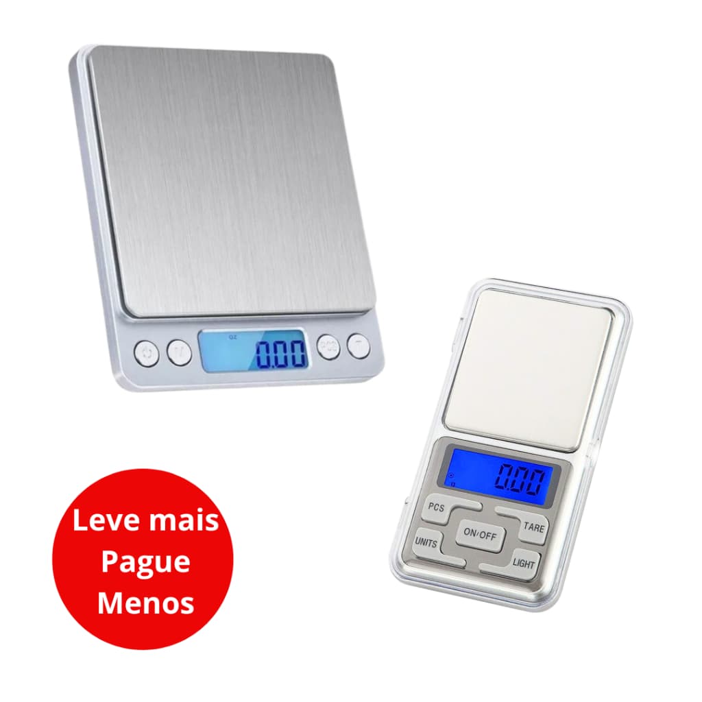 Kit 2 Balanças Digital de Gramatura Mini 500g e 0.1 a 2000g