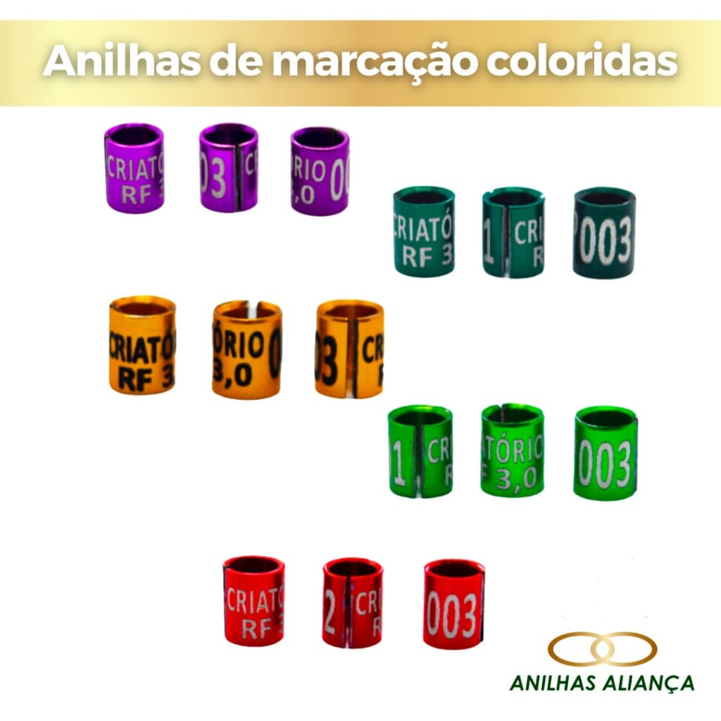 10 Anilhas Marcação Personalizada Colorida (calopsita 5.5mm)