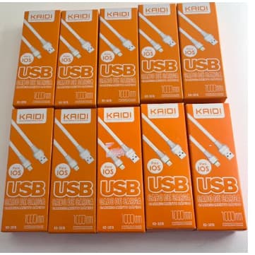 kit 10 Cabo de Dados e Carregamento Lightning KAIDI KD-307A
