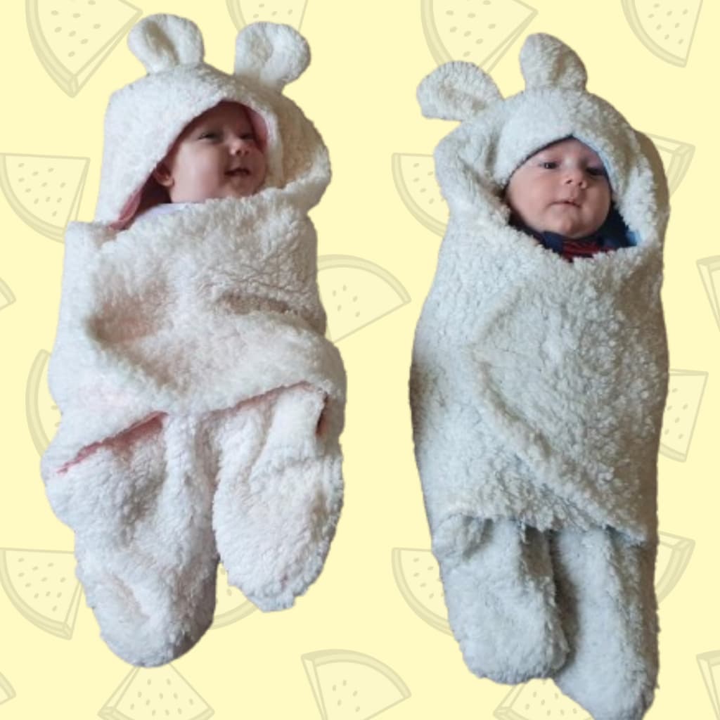 Saco de Dormir cobertor para bebe capuz de ursinho inverno