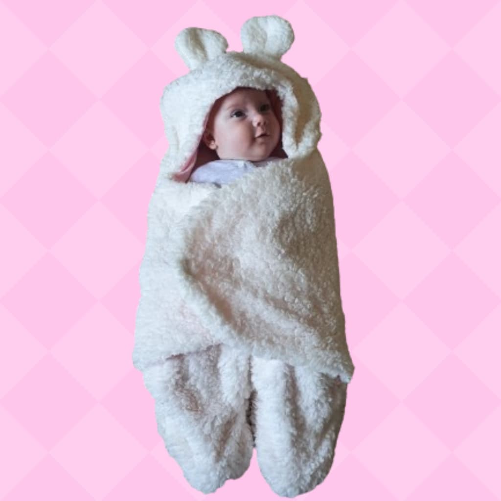 Saco de dormir para bebe inverno com capuz ursinho Feminino