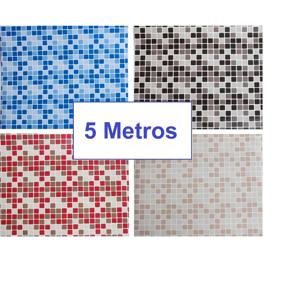 Papel Adesivo lavável Pastilha 5 metros x 45cm tipo contact parede cozinha banheiro