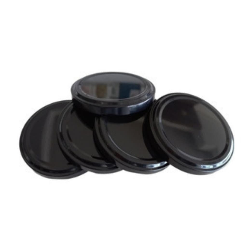 100 Tampa Para Vidro De Conserva Preta Azeitona Palmito - 74mm