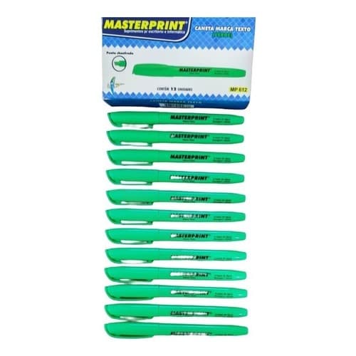 Kit 12 Marca Texto Neon Verde Masterprint - Grifa Texto