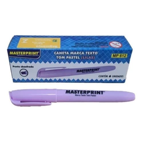 Kit 6 Marca Texto Pastel Lilás Masterprint - Grifa Texto