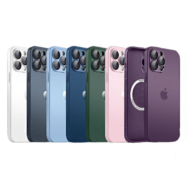 AG Caixa De Vidro Fosco Para iPhone 11/12/13/14/15/16  Magnético Com Câmera Lente Filme