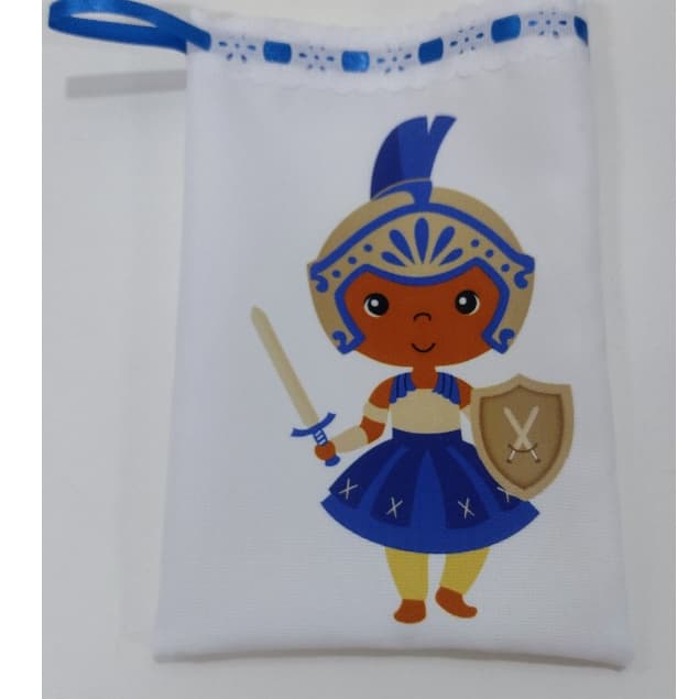 Saquinho Porta Fios e Guias Liso Branco Estampado  Ogum  Umbanda E Candomblé
